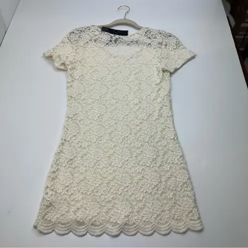 BKE Boutique Buckle Cream Stretch Lace Mini Dress Tunic Womens Medium NEW *FLAW