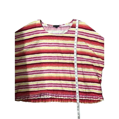 For Cynthia Linen Cynthia Striped Red Orange Multicolor Linen Blend Boxy Fit Top size xl
Co