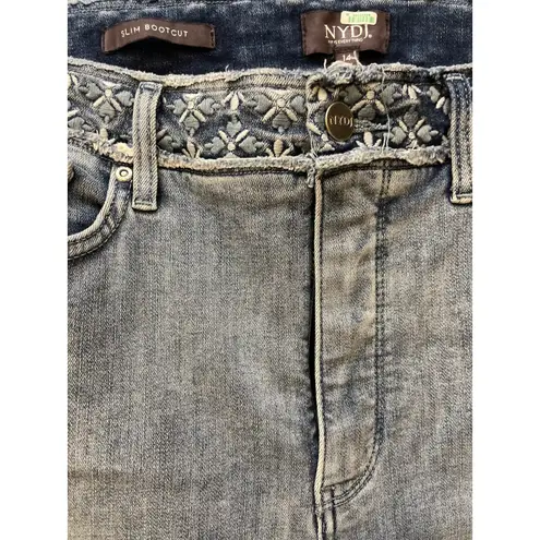 NYDJ Plus Size Light Wash Stretch Slim Bootcut LiftXTuck Raw Hem Jeans Size 14