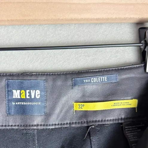 Maeve Anthropologie The Colette Cropped Wide Leg Faux Leather Pant In Black 32P