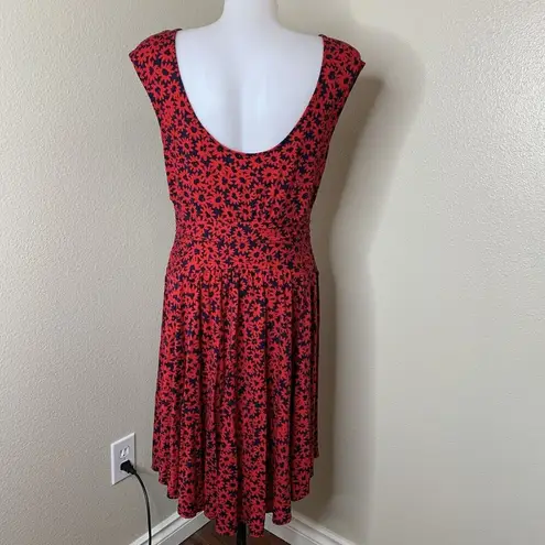 Anthropologie MOULINETTE SOEURS  Dress Red Black Floral Shirt Sleeve Women’s Sz M