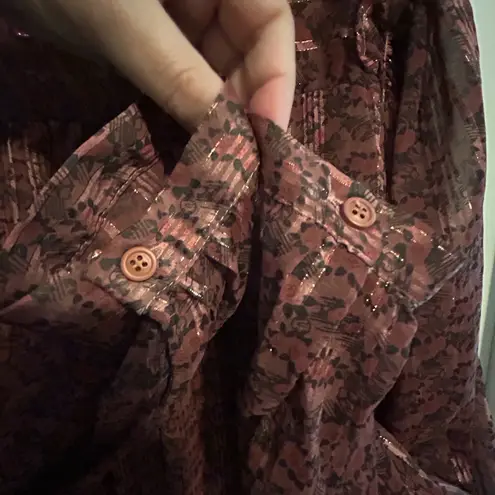 The Korner brown, maxi dress with sleeves. Sheer skirt… Brown Size XL