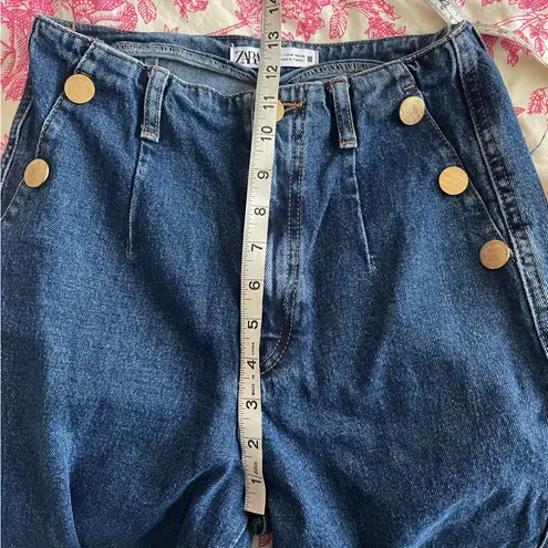 ZARA  Sailor Wide Leg Jeans with Gold Buttons