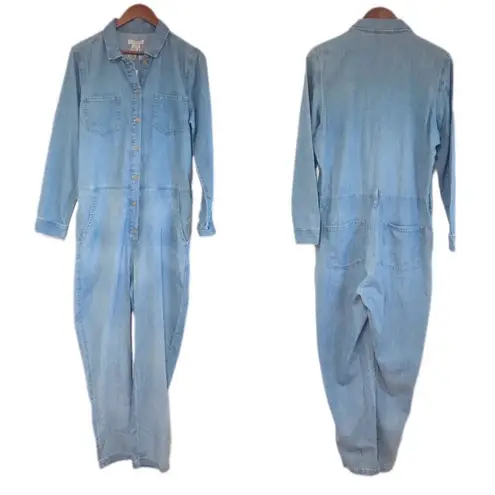 Outerknown Wyatt Long Sleeve Button Front Denim Jumpsuit Blue Size Medium New - Image 2