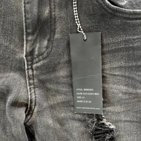 Waimea Jeans 16 Skinny Fit Black Wash Stretch Distressed Streetwear Grunge Goth