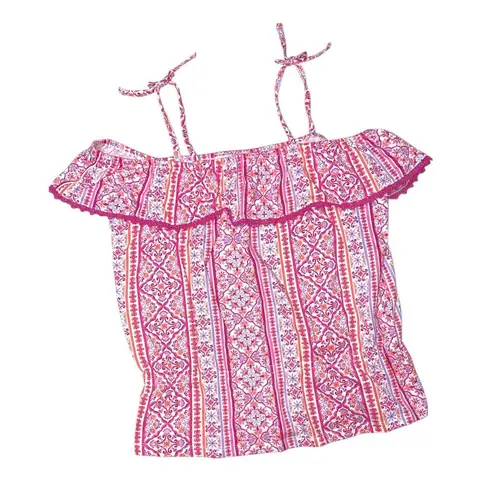 Summer Pink Ruffle spaghetti Strap Top Medium