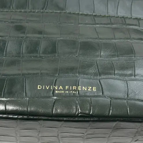 Divina Firenze Green Croc Embossed Leather Shoulder Bag Made in Italy