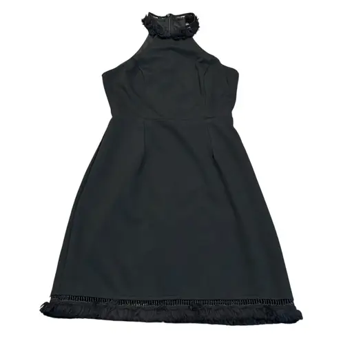 Lulus  black skyline views fringe halter dress