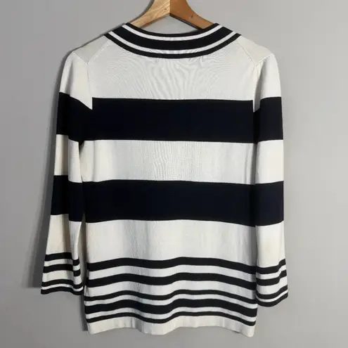 Brooks Brothers Silk Striped V-Neck Tennis Sweater Pullover Women's XS White