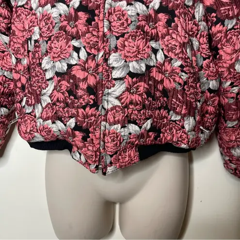 Sandro Jaquard EVORA FLORAL-PRINT CROPPED BOMBER JACKET IN PINK sz 0 US XS