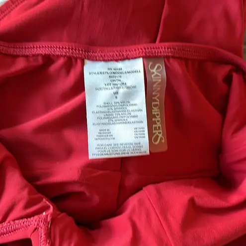 NWOT Skinny Dippers Swimwear Jelly Beans Cinch Ruffle Sleeve One Piece Swimsuit Red