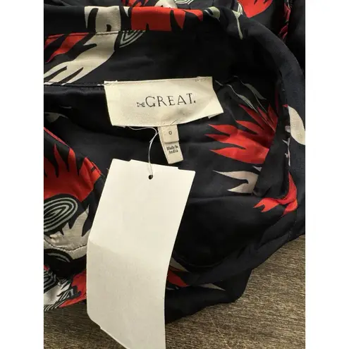 The Great Raven Shirt Midi Dress Buttondown Floral Printed Short Sleeve Size 0