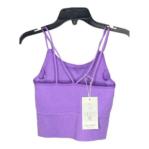 Halara NWT  Seamless Flow Crop Top Cami XXS Purple Ribbed Yoga Athletic Fitness