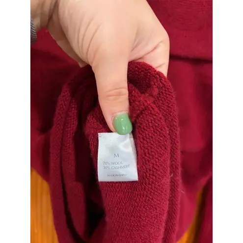 TSE Red Wool Cashmere Turtleneck Sweater M Sculptural Textured Back Minimalist