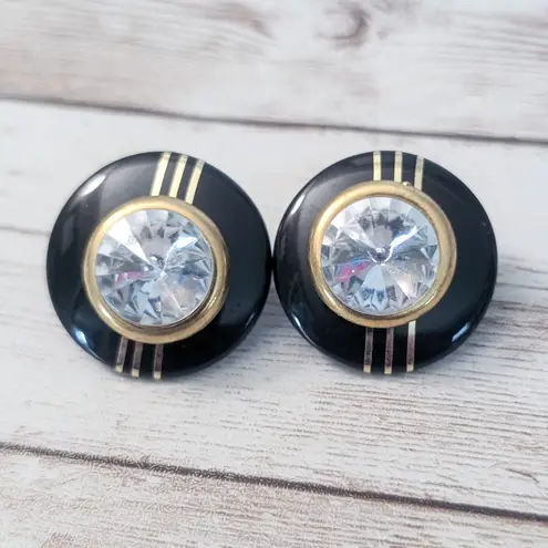 Vintage Stud Earrings For Pierced Ears Large Statement Retro Black