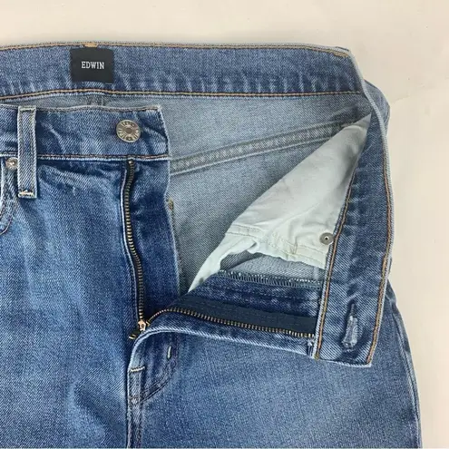 Edwin women's size 29 denim jeans raw hem crop straight leg usa Blue