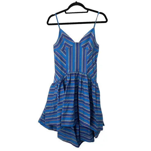 ROSIE ASSOULIN Flared Striped Mini Dress Sz 2 Blue