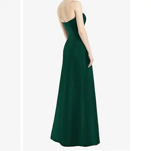 Alfred Sung NWT Hunter Green Strapless Notch Neck Satin Gown Size 0