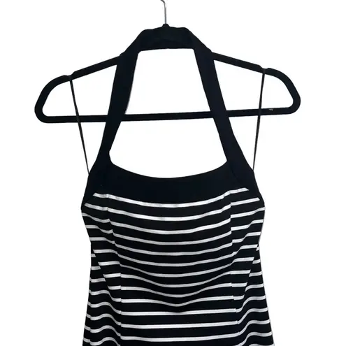 Nicholas NEW NWT Jane Contrast Square Neck Midi Dress In Black & Milk Stripe