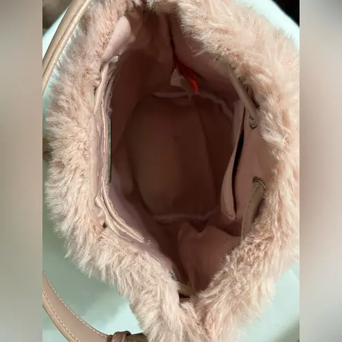 Street Level Pink Furry Shoulder Purse Hand Bag Drawstring Closure