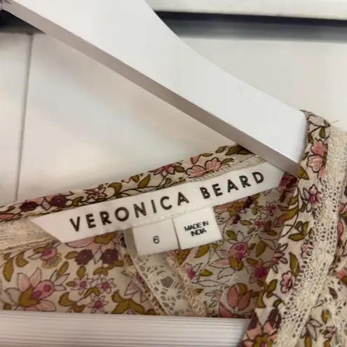 Veronica Beard Addilyn floral puff sleeve lace trim dress 6