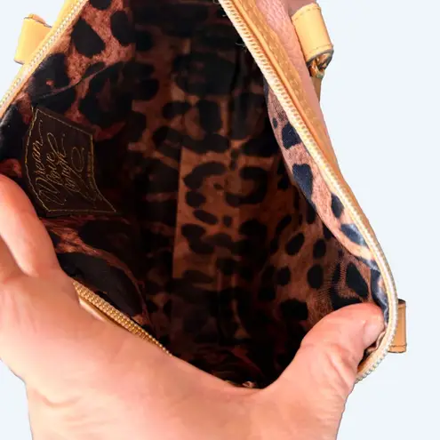 Victoria's Secret Angel Blush Pink Structured Satchel Bag Y2K 2000s Tan Trim Gold Hardware