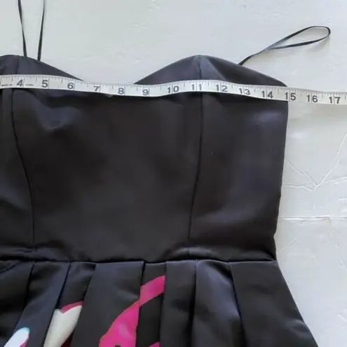 Parker  Remi Black Satin Print Strapless Fit & Flare Party Dress 2 Hoco - Image 8