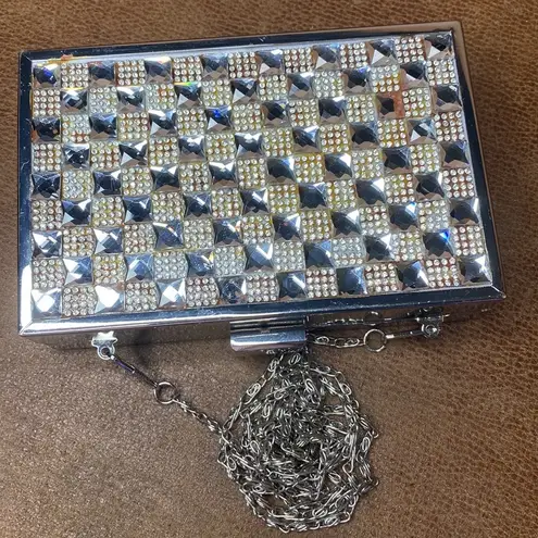 Camille La Vie Silver RHINESTONE METALLIC Crossbody/HANDBAG WITH TOP CLOSURE