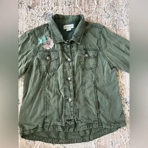 Ariat  Womens Lightweight Green Embroidered Floral Jacket Size Medium