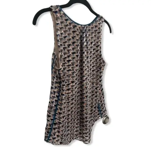 Marc by Marc Jacobs XS Puzzle Print Devore Velvet Sleeveless Blouse Tank Top Blu