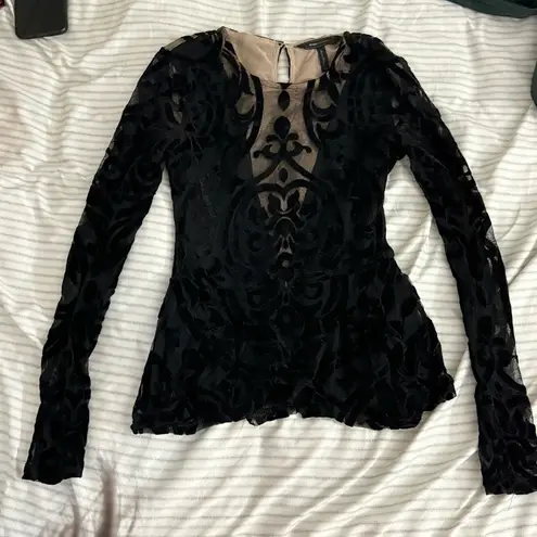 BCBGMAXAZRIA  Velvet peplum top