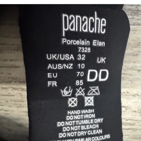 Panache Porcelain Elan Black Full Cup Bra 32DD Underwire Adjustable Straps