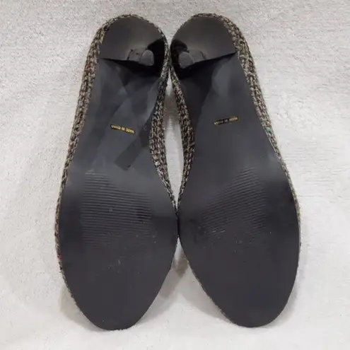 Anne Michelle Black Multicolor Tweed Open Toe Pumps Size 8