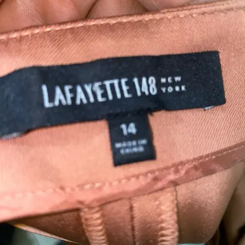 Lafayette 148 New York Stanton Bi-Stretch Sateen Mauve Ankle Trouser Pants Sz 14