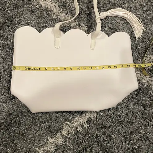 Spring Petal Tote White Large Removable Tassel Travel Work Business Vacation