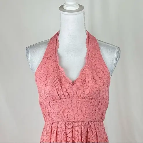 David's Bridal David’s Bridal Coral Lace Halter BalletCore Party Event Dress NWOT Size 2