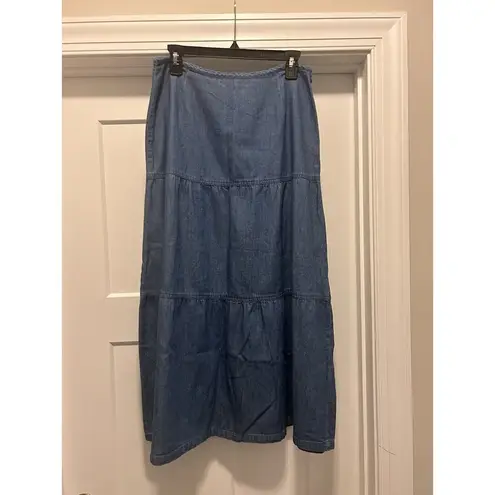 Emma James Vintage Y2K Skirt Women’s Size 10 Chambray Tiered Cotton Peasant Boho