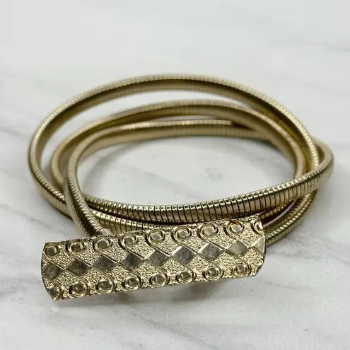 The Bar Vintage Buckle Gold Tone Coil Stretch Cinch Belt Size XS Small S Womens