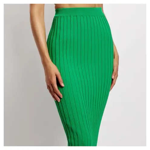 Meshki Green Crystal Stretch Ribbed Bodycon Midaxi Pencil Skirt Size XS