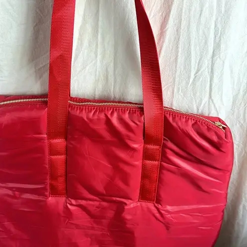Carolina Herrera Logo RED Puffer Quilted Tote Shoulder Gym Bag Good Girl