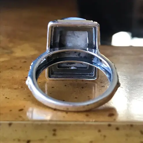 White Buffalo Sterling Silver Ring Size 7 Black