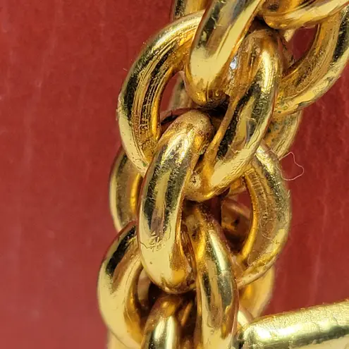 Paloma Picasso Red Leather Gold Chain Buckle Belt Made in Italy Vintage 31x2