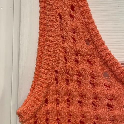 NWT Uncharted Threads Size XL Coral Stretchy Knit Crochet Terry Cover Up Dress Pink