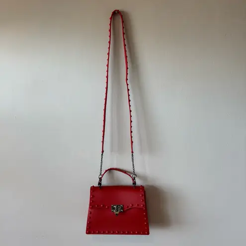 NWOT Red‎ Jelly Studded Two Way Top Handle Crossbody Bag Unbranded Red