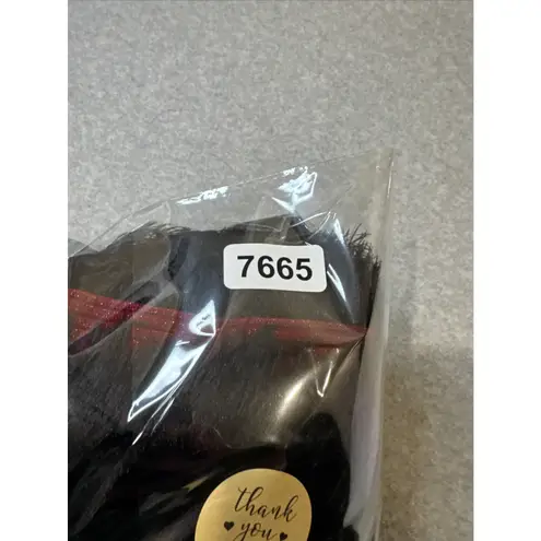 Vintage Y2K Lauren Michelle Cardigan Sweater Womens M Red Black Faux Fur Sparkle Size M