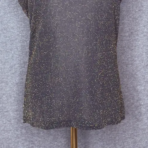 Susan Lawrence Vintage Black Metallic Top Women's Small Sparkle Evening Blouse