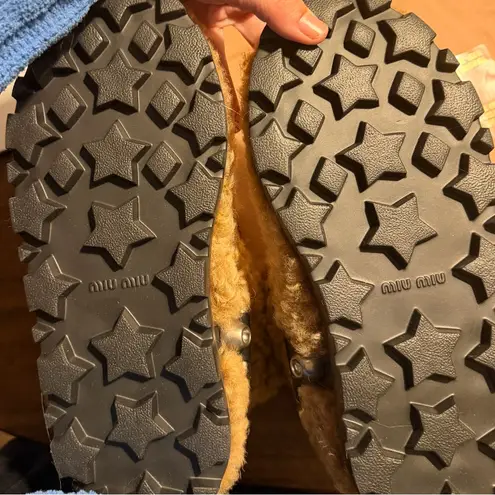 Miu Miu Genuine Shearling Studded Booties Après Ski Winter Boots EU 36 US 6 fur