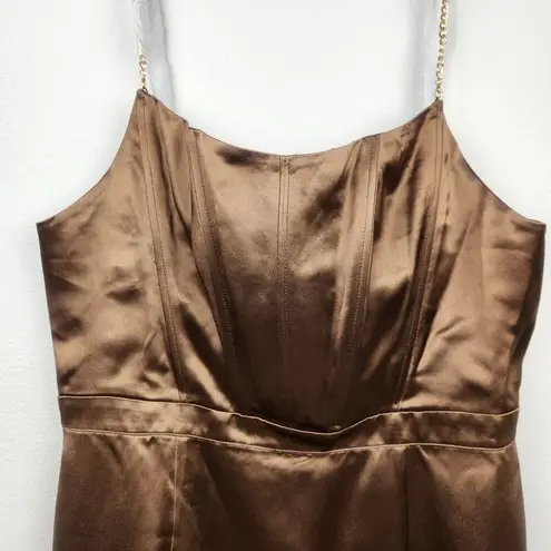 Retrofête Retrofete Easton Mini Dress in Cognac Brown Size XL NWT Chain Straps Sleeveless - Image 5