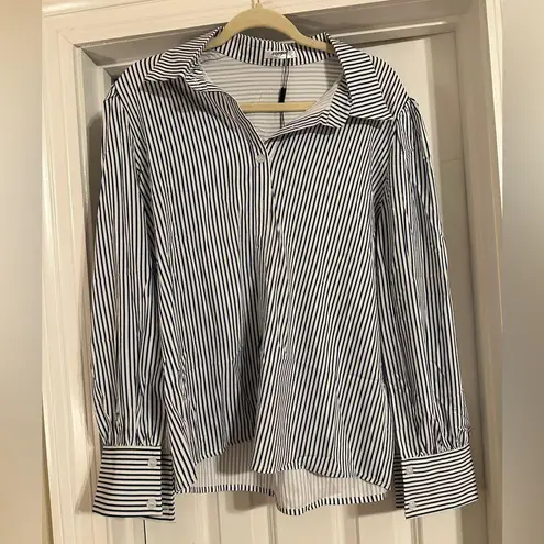 Zeagoo NWT  Navy and White Striped Shirt thumbnail 1