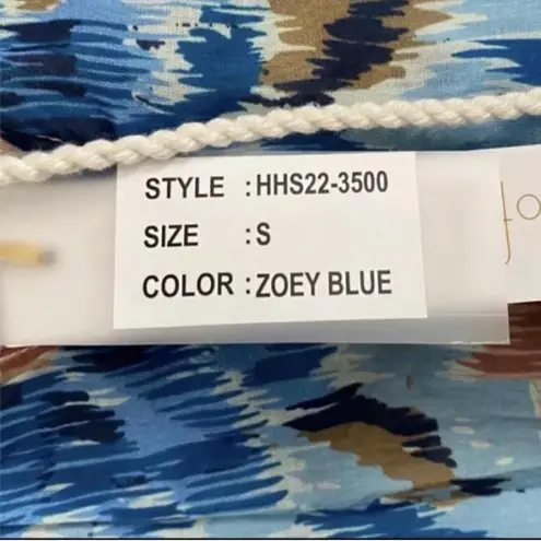 House of Harlow 1960 Zoey Blue Ruffle Cap Short Sleeve Blouse Top Small MSRP $88